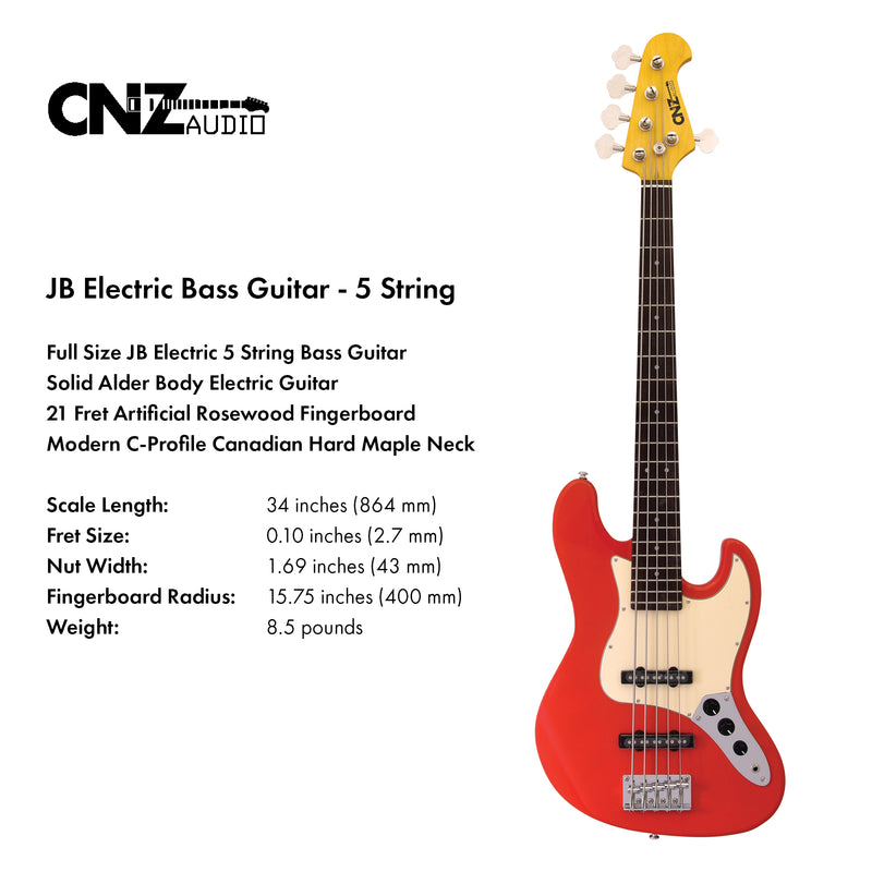 JB-SB-5 | Five String Electric Bass - Sunburst