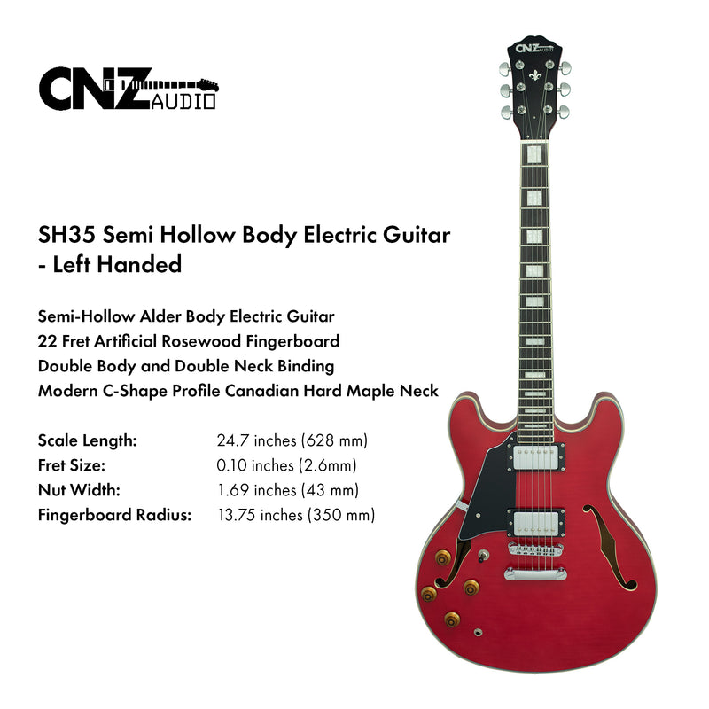 SH35-CR-L | Lefty Electric Guitar - Semi-Hollow - Cherry Red