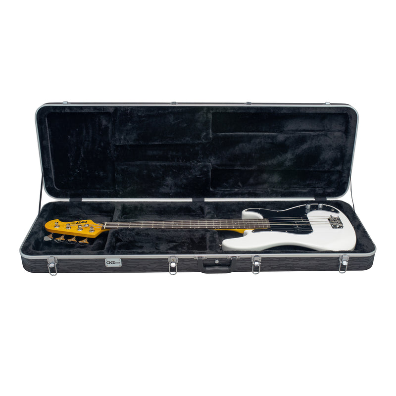 Deluxe ABS Bass Guitar Case - Black with White Lines