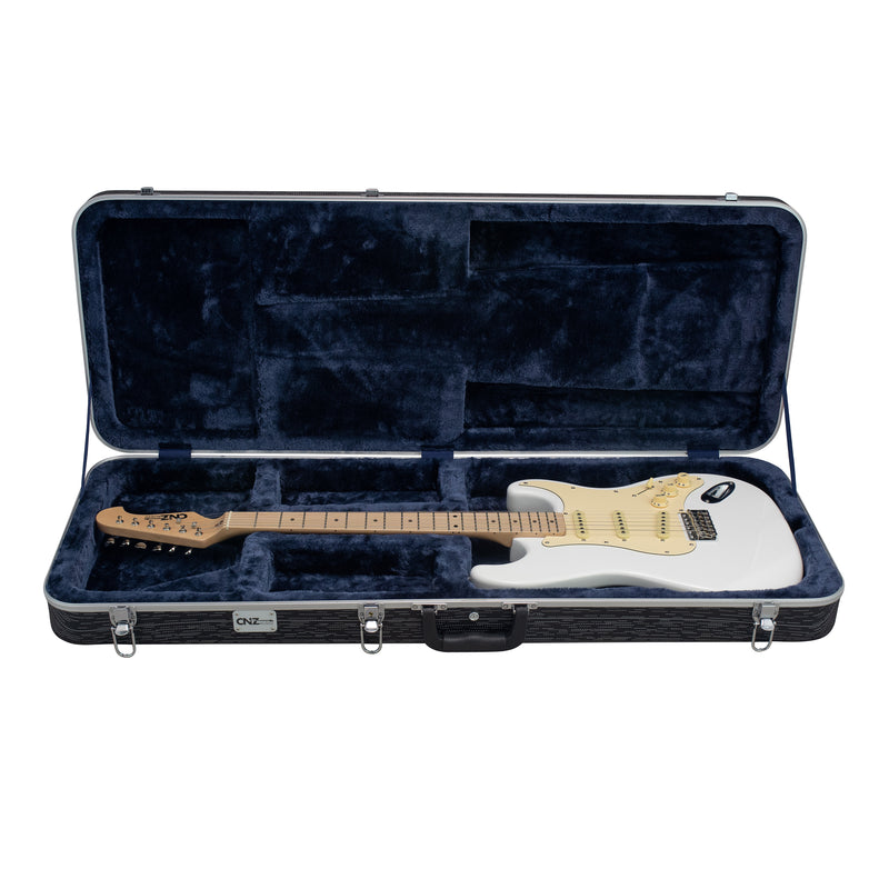 Deluxe ABS Electric Guitar Case - Black with White Lines