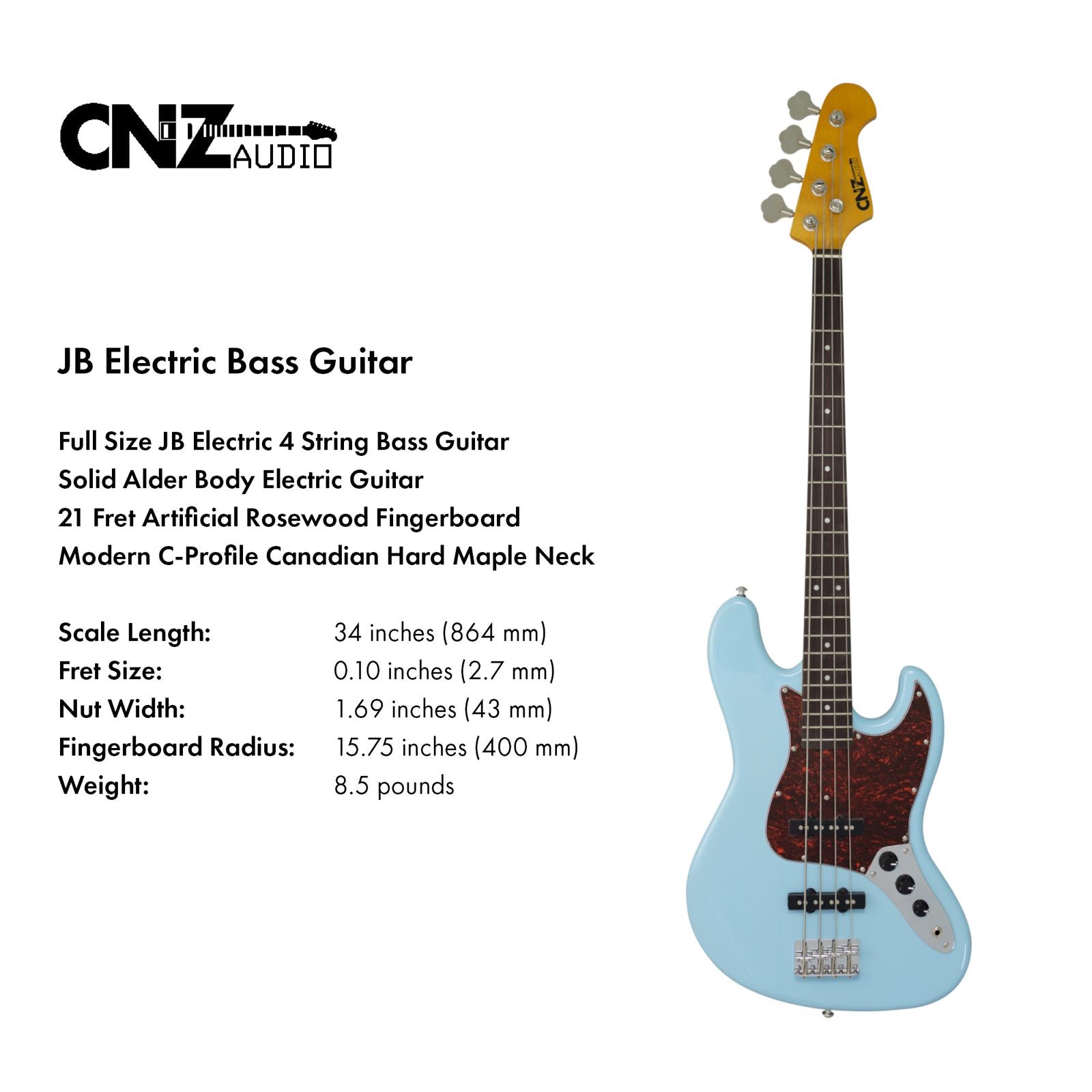 JB-FRD | Electric Bass Fiesta Red| CNZ Audio