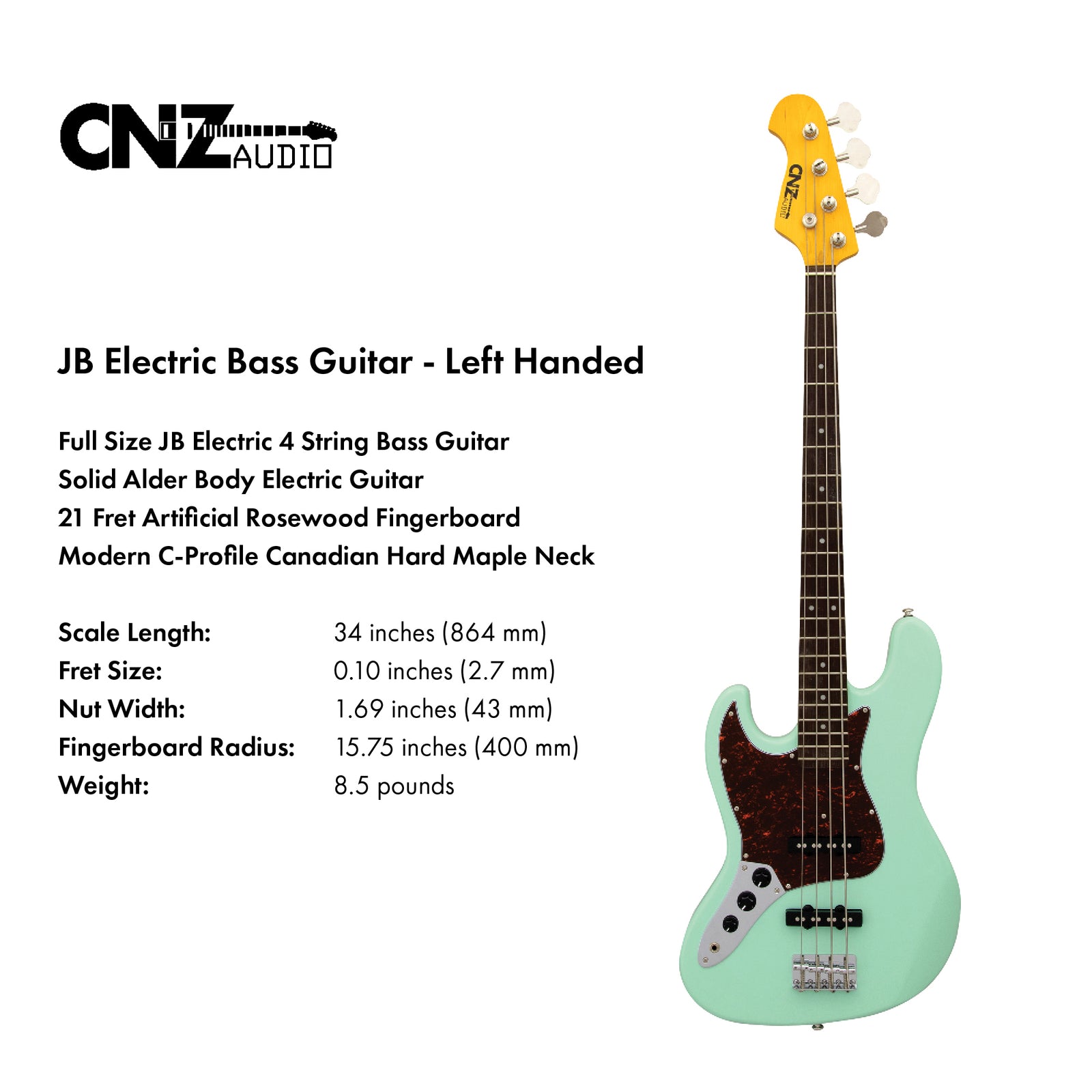 JB-SB-L | Lefty Electric Bass - Sunburst – CNZ Audio