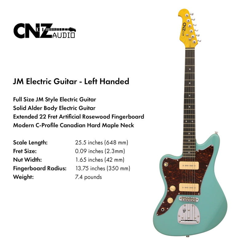 JM-SFG-TRPG-L | Lefty Electric Guitar - Seafoam Green, Tortoise Pickguard