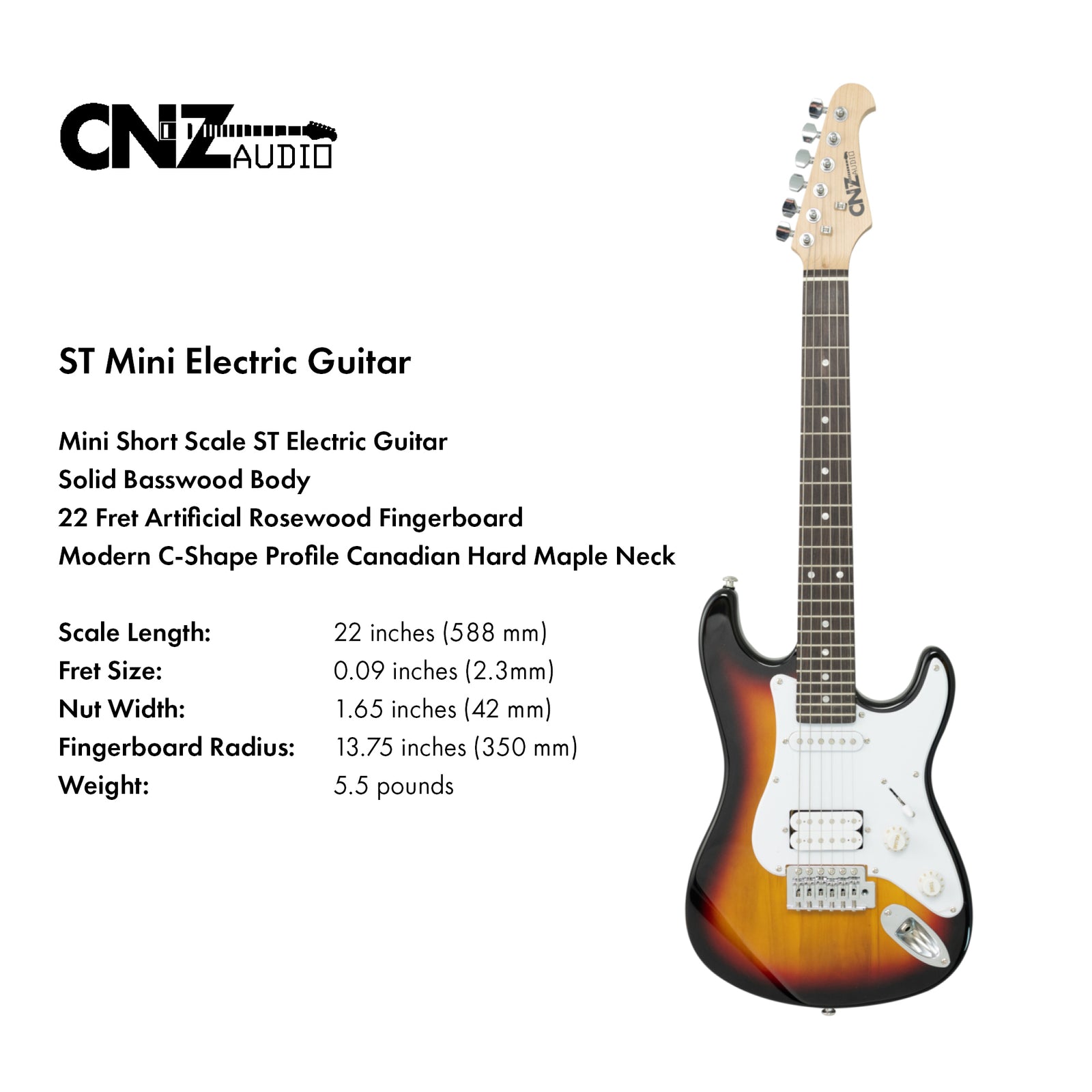 ST-MINI-B | Electric Guitar - Blue | CNZ Audio