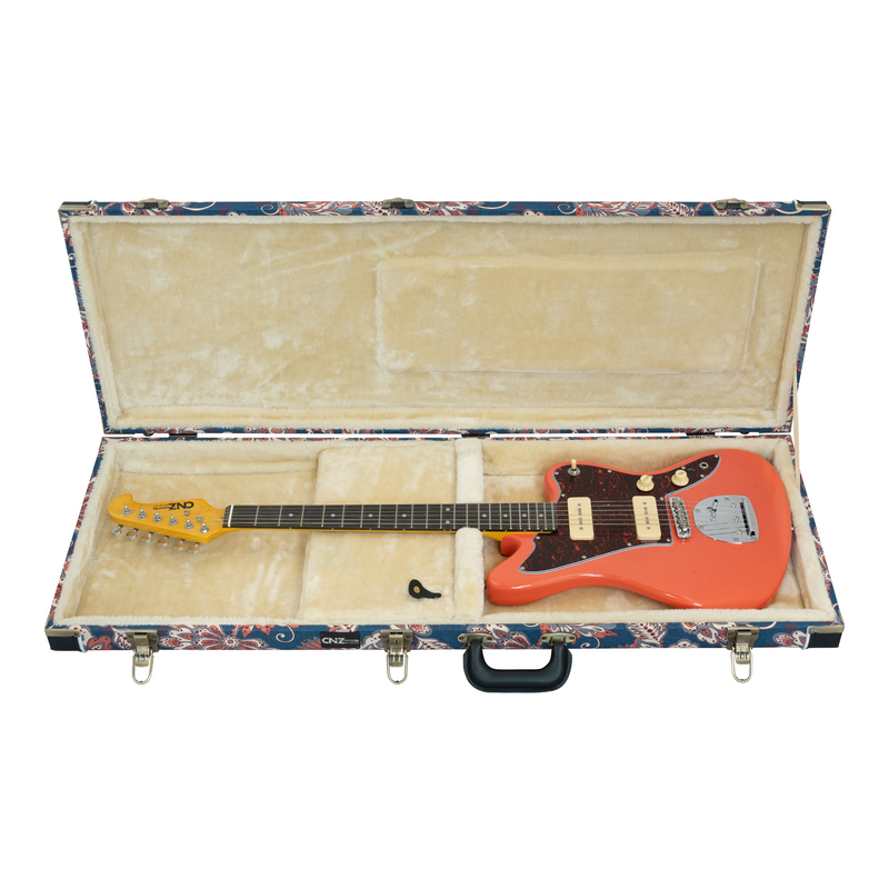 Classic Wood JM Electric Guitar Case - Vintage Floral Navy