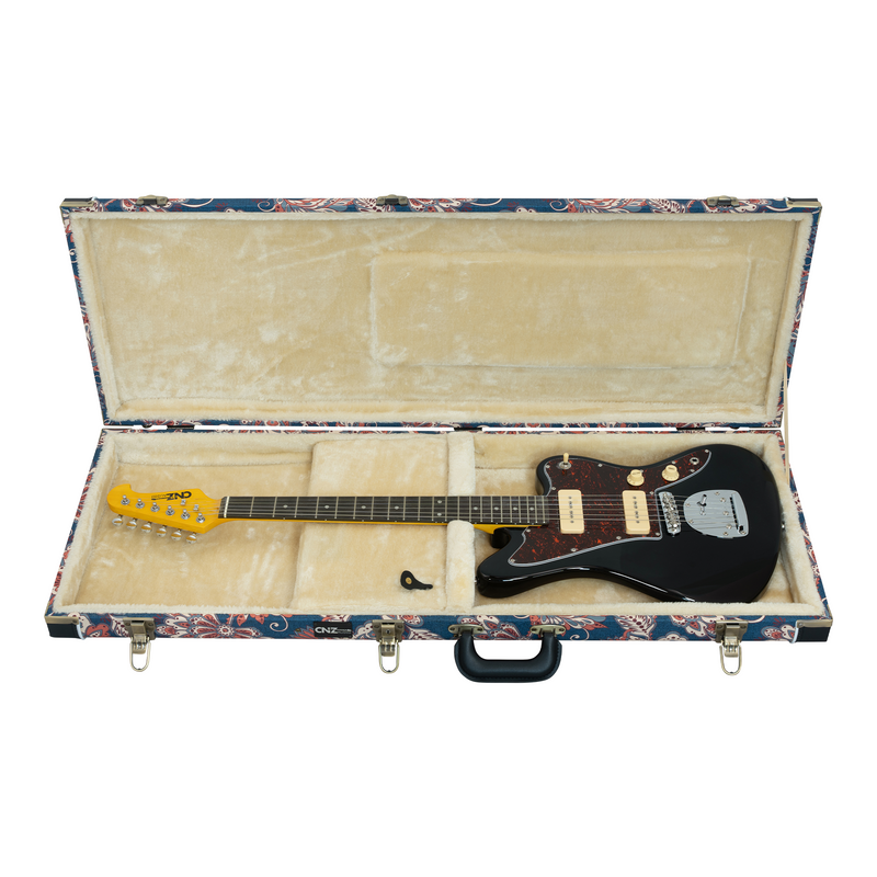 Classic Wood JM Electric Guitar Case - Vintage Floral Navy