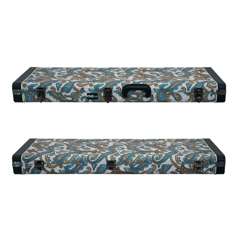 Classic Wood Mini Bass Guitar Case - Paisley Floral Tan