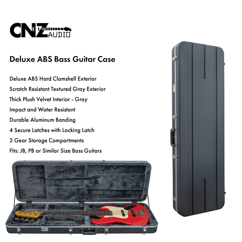 Deluxe ABS Bass Guitar Case - Textured Gray