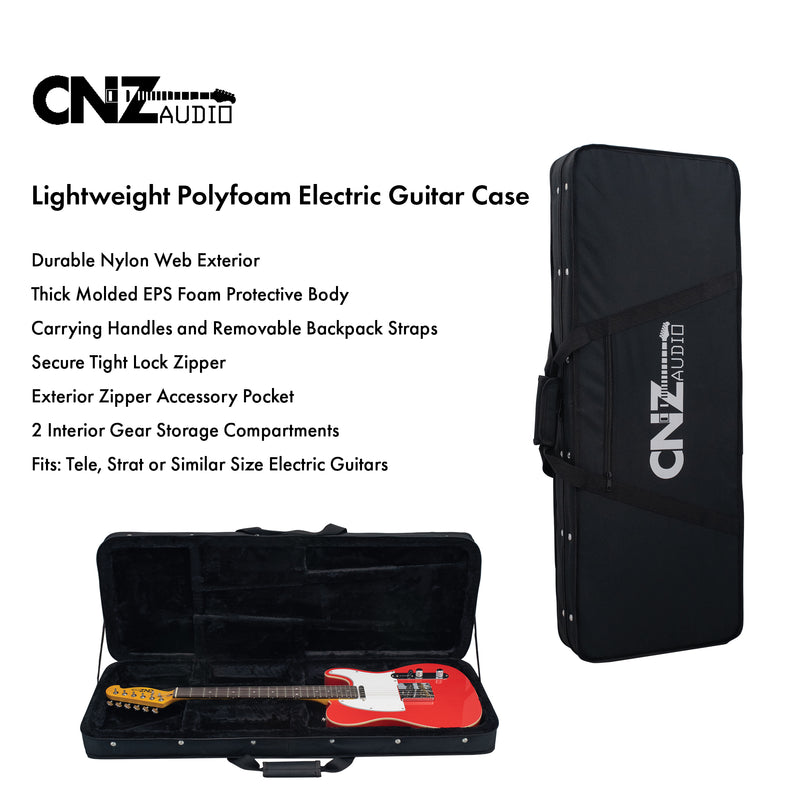 Lightweight Polyfoam Foam Electric Guitar Case - Black