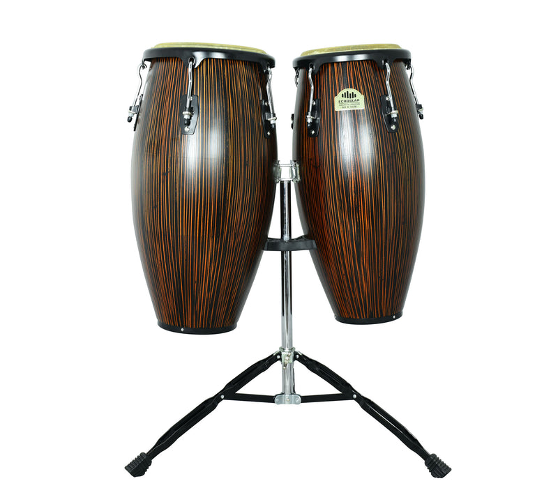 Ebony 10" & 11" Congas with Dual Stand - Siam Oak