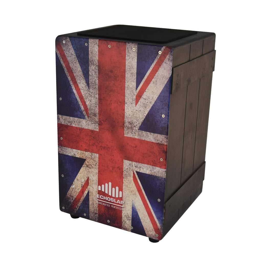 カホン　ジャンボクラフトビート　サイドサウンドホール　SS VC_UK_Flag_Cajon_Front_Cropped